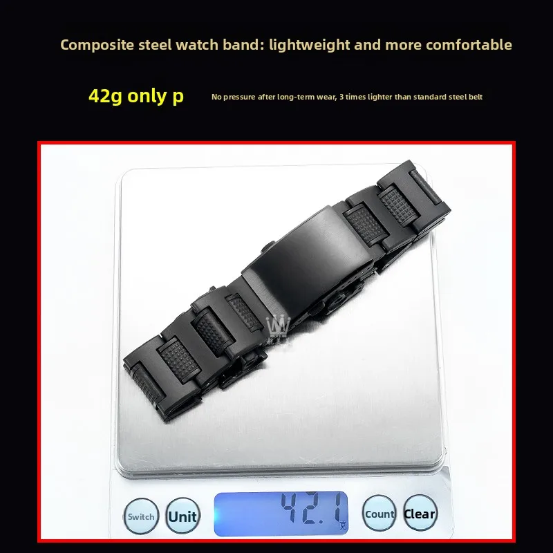 Фото Ремешок GWG B1000 из пластика и стали для часов G-SHOCK Casio Gen3 New Mudmaster 5713 GWG-B1000, удлиненный, черный, модифицированный адаптер №2