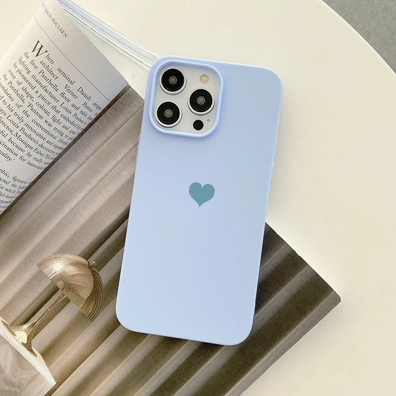 Матовый мягкий чехол из ТПУ ярких цветов с сердечками для iPhone 14 13 12 11 Pro Xs Max 8 7 Plus X Xr