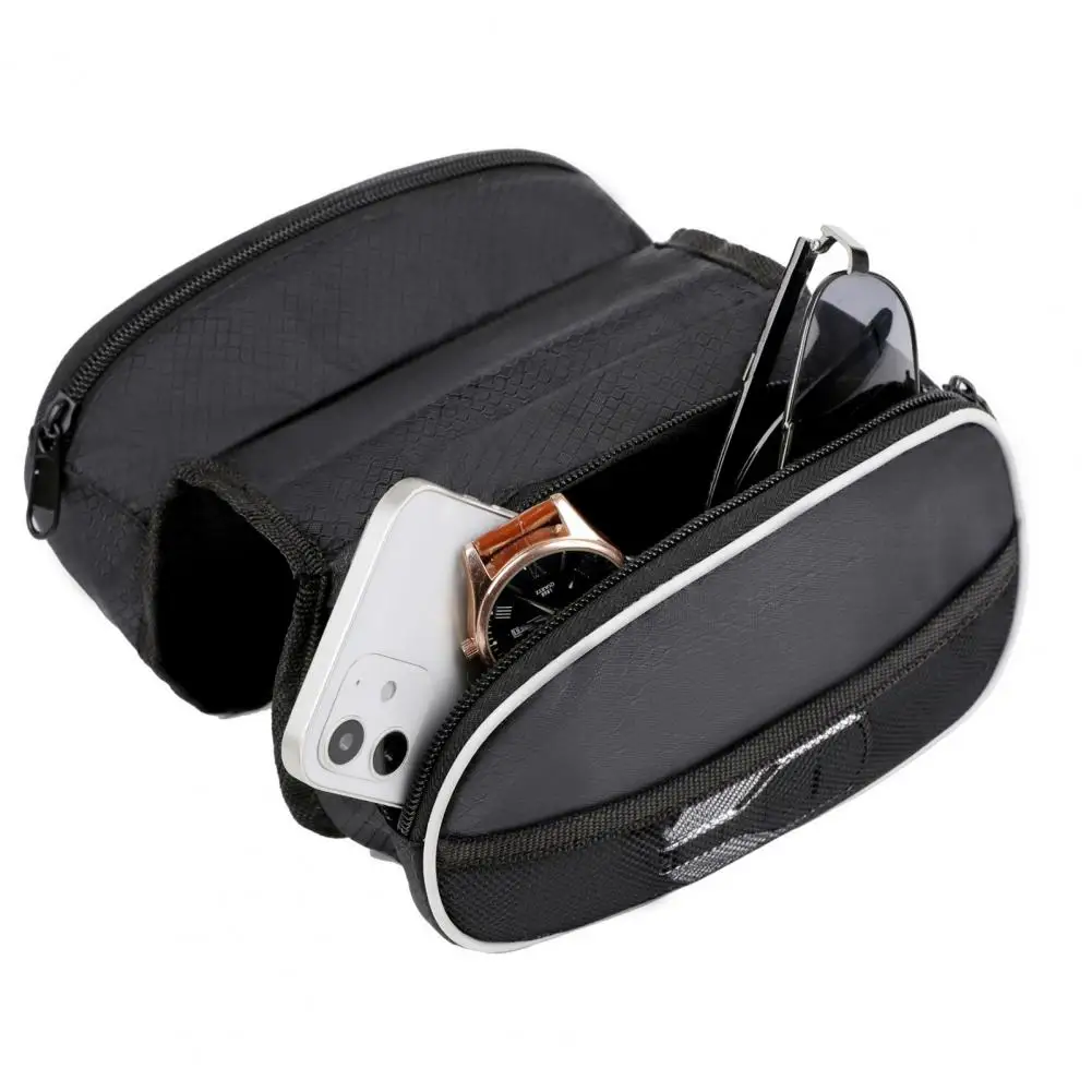 

Cycling Bag Wear Resistant Compartment Oxford Cloth Bicycle Front Tube Frame Bag Bicycle Accessory
