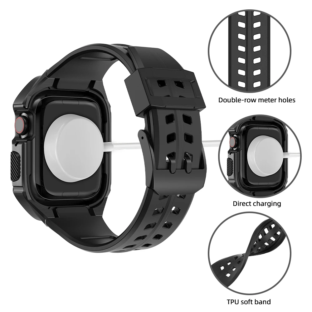 40mm 41mm 44mm 45mm 49mm Modification Kit For Apple Watch Series7 8 Ultra Metal Case Rubber Band For iWatch SE 6 5 4 3Men Sport