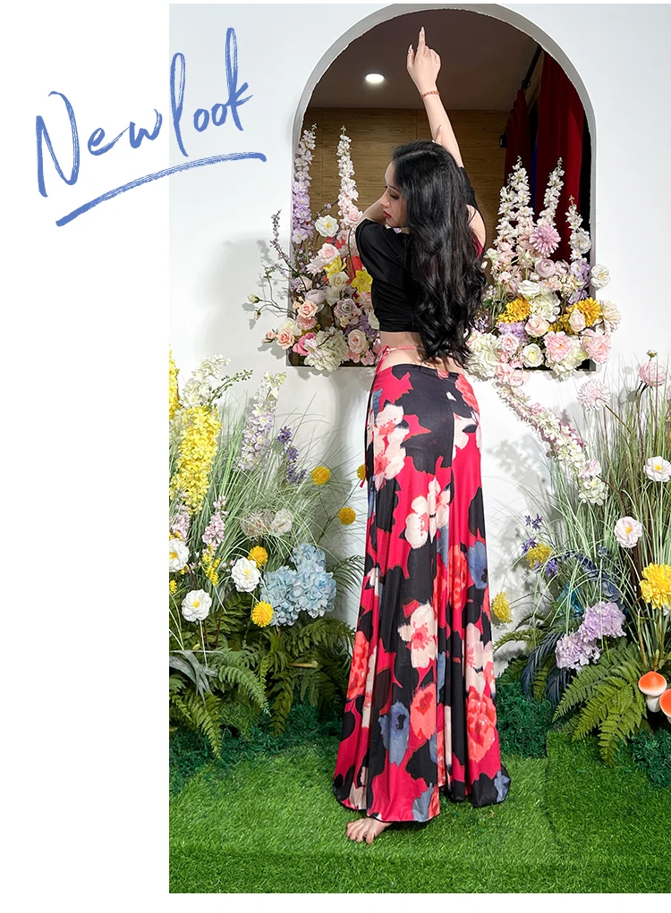 Женский костюм для танца живота комплект из двух предметов с кружевной юбкой и