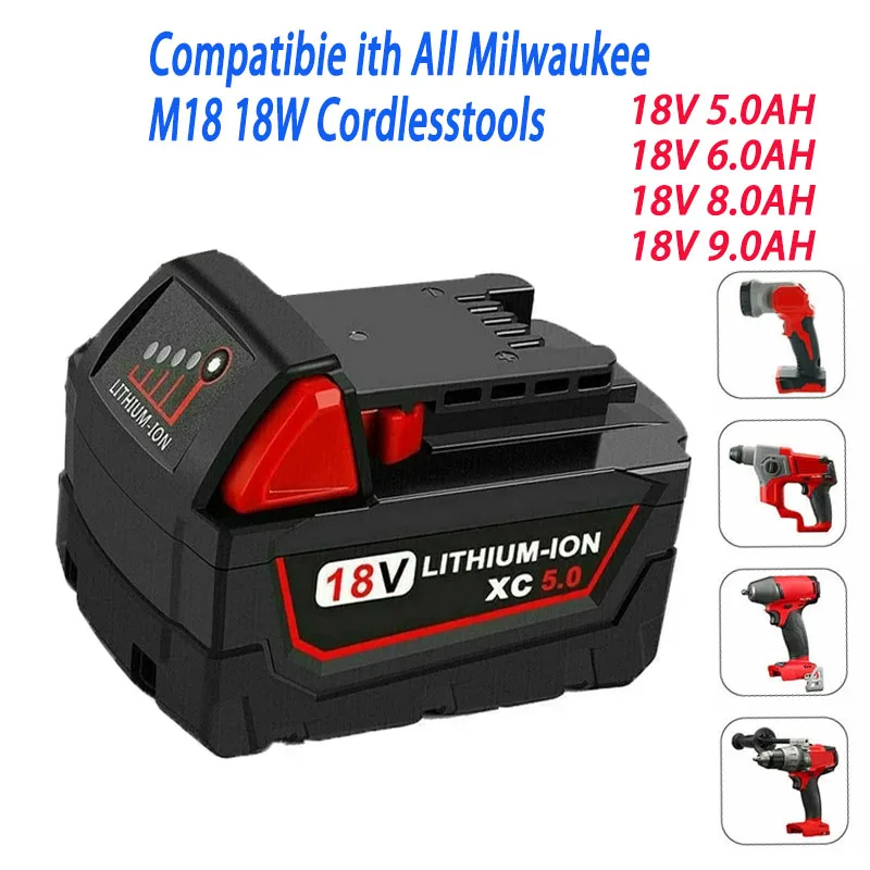 

Special offer 18V 9.0Ah Lithium Ion Battery is Suitable for Milwaukee M18 Power Tool 48-11-1815 48-11-1850 48-11-1860 Z50