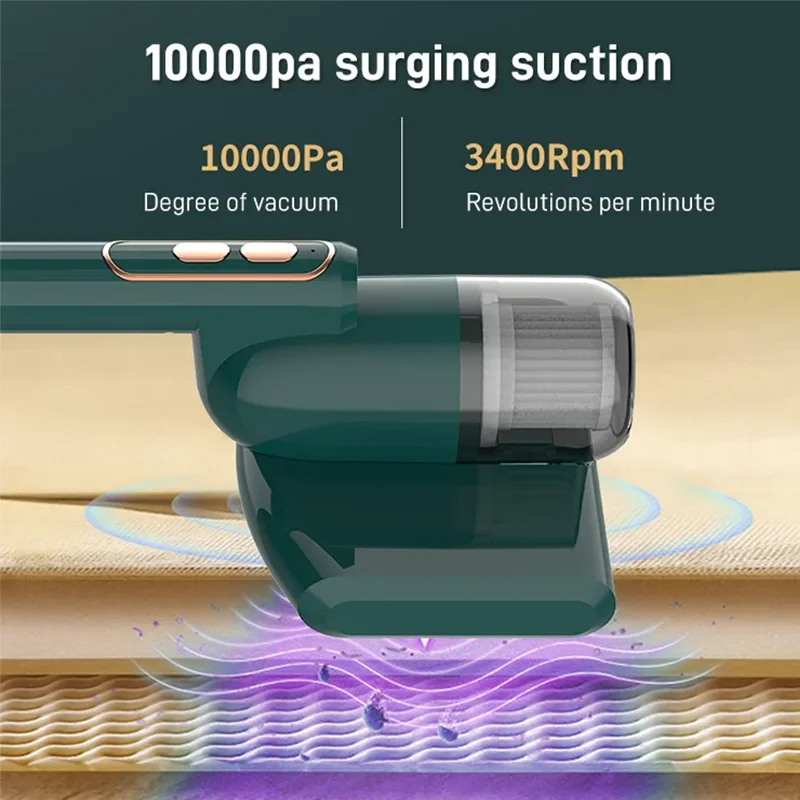 

10000PA Wireless Handheld Vacuum Cleaner For Bed Mite Remover Electric Sweeper Cordless Home Car Remove Mites Dust Cleaner