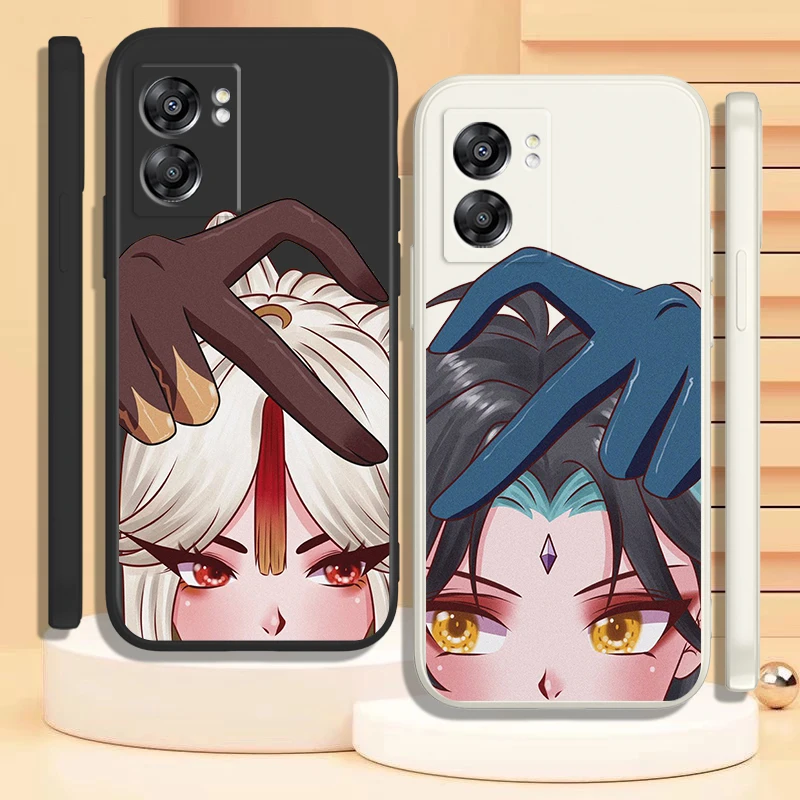 

Genshin Impact Game Cute Case For OPPO Find X5 X3 Lite F21 A96 A94 A93 A77 A76 A74 A72 A57 A53S 5G Liquid Rope Phone Cover Coque