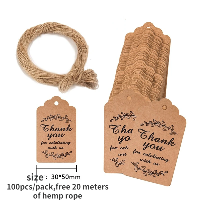 

100pcs Round Kraft Paper Gift Tags Baking Printed Tag Celebrating Labels Handmade Wedding Party Decoration Packaging Hang Paper