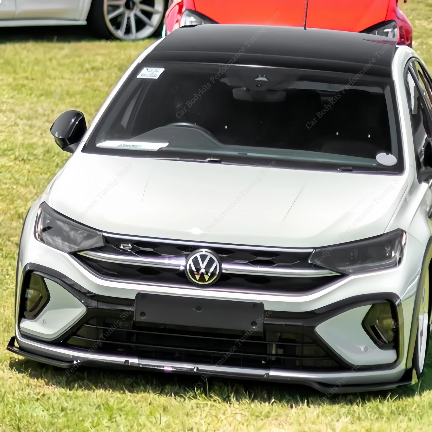 Для VW TAIGO/NiVUS R-Line 2021-2024 3 шт. глянцевый черный передний бампер спойлер для губ