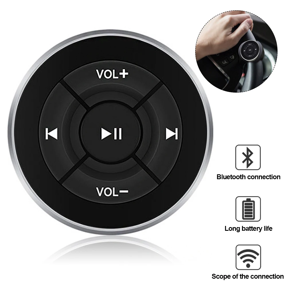 

Wireless Bluetooth-compatible Media Steering Wheel Remote Control Mp3 Music Player for Android IOS Smartphone Control Car Kit