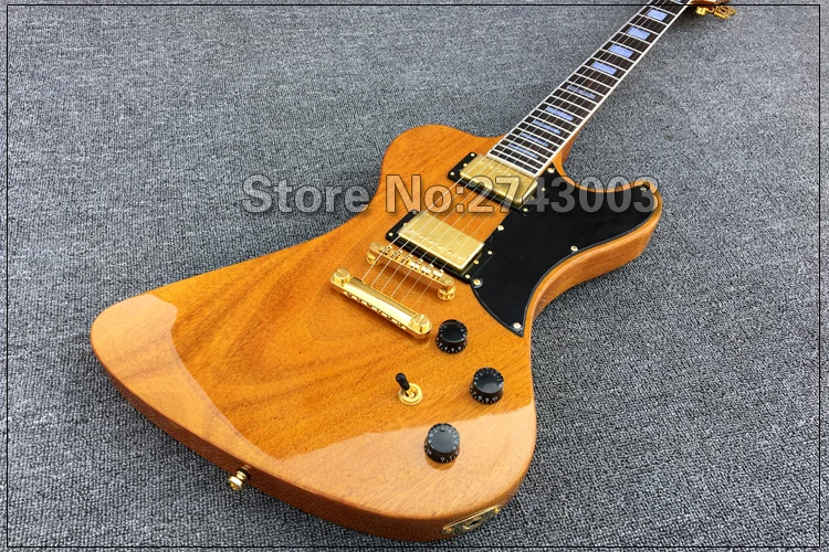 

RD Style Natural Yellow Firebird Explorer Electric Guitar Flying F-hole Headstock, Schaller Tuners, Block Inlay, Gold Hardware