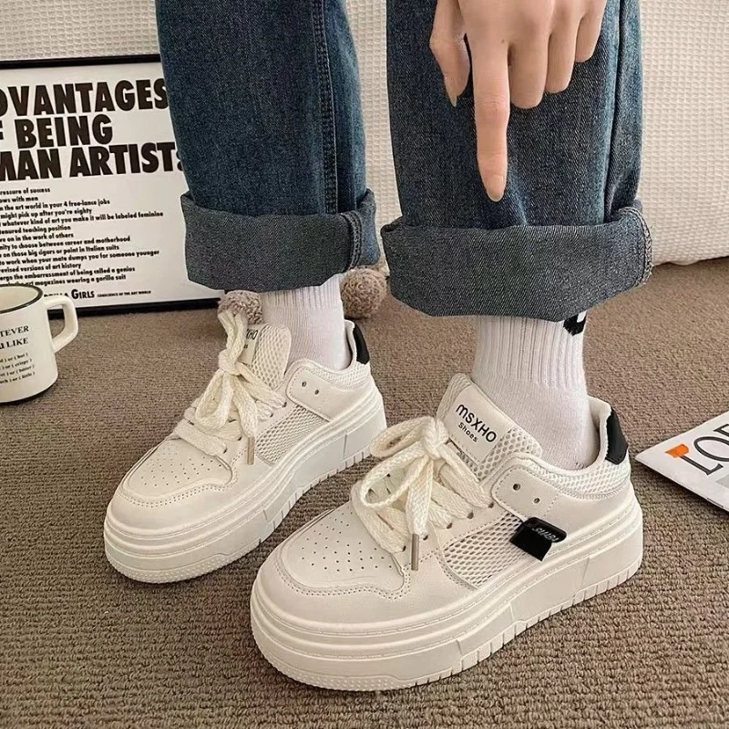 

2023 Hot Sale Women's Shoes Mesh Women's Vulcanize Shoes Summer Breathable Women Sneakers Lace Up Platform Ladies Casual Shoes