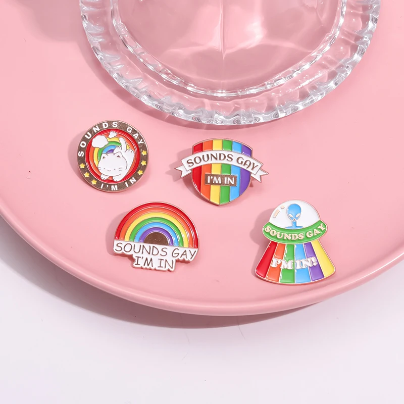 Звуки геев я в ЛГБТ-прайду эмалированные булавки на заказ Радуга инопланетянин
