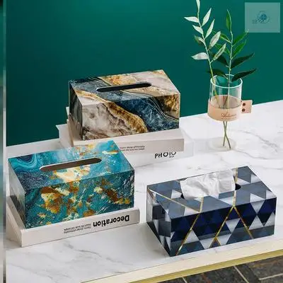 

Nordic Marbled Tissue Box Holder For Car Acrylic Table Napkin Holder Box Desk Living Room Modern Home Decoration Tissue Box