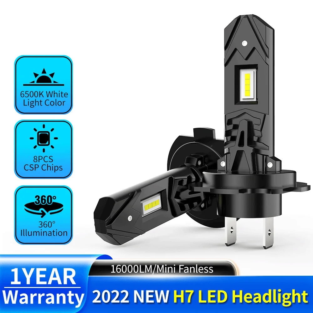 

M2 Led Headlights Bulbs H7 Fan-less Car Modification Lights Near and Far Hi Lo Beam Integrated General Motors Led Headlights