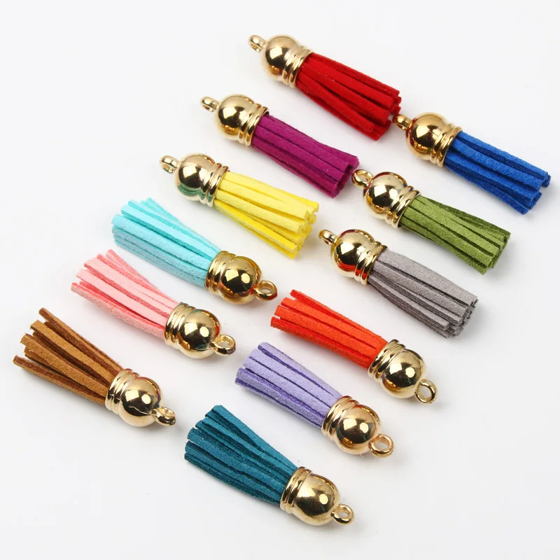 

10pcs/Lot 11x38mme Suede Leather Tassel For Keychain Cellphone Straps Jewelry DIY Pendant Charms Finding Earrings Accessories