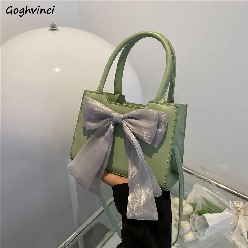 

Summer Bow Crossbody Bags Women Fairy Ins All-match Shoulder PU Leather Handbags Daily Korean Cute Texture Bag Female Designs