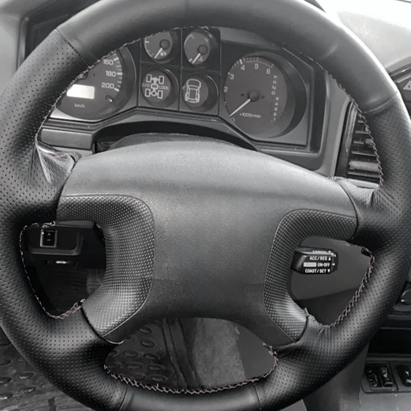 

Нескользящий черный кожаный чехол из микрофибры с оплеткой на руль автомобиля для Mitsubishi Pajero 2004-2010, автомобильные аксессуары