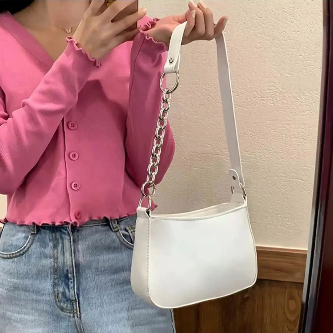 Small Design White Underarm Bag Crossbody Bag 2023 New Women's One Shoulder Small Chain Bag Handbag