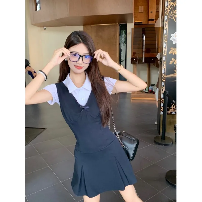 Женское летнее платье с V-образным вырезом и бантом