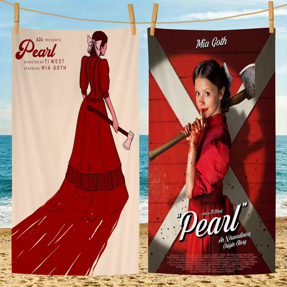 Horror Film Pearls Beach Towel For Kids Personalized Bath Pool Vacation Gift Picnic Party
