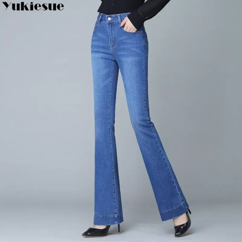 

Women High Waist Denim Jeans woman Stretch Slim Bell Bottom Pants Retro Flare Trousers 2020 Street Fashion Pantalones Vintage
