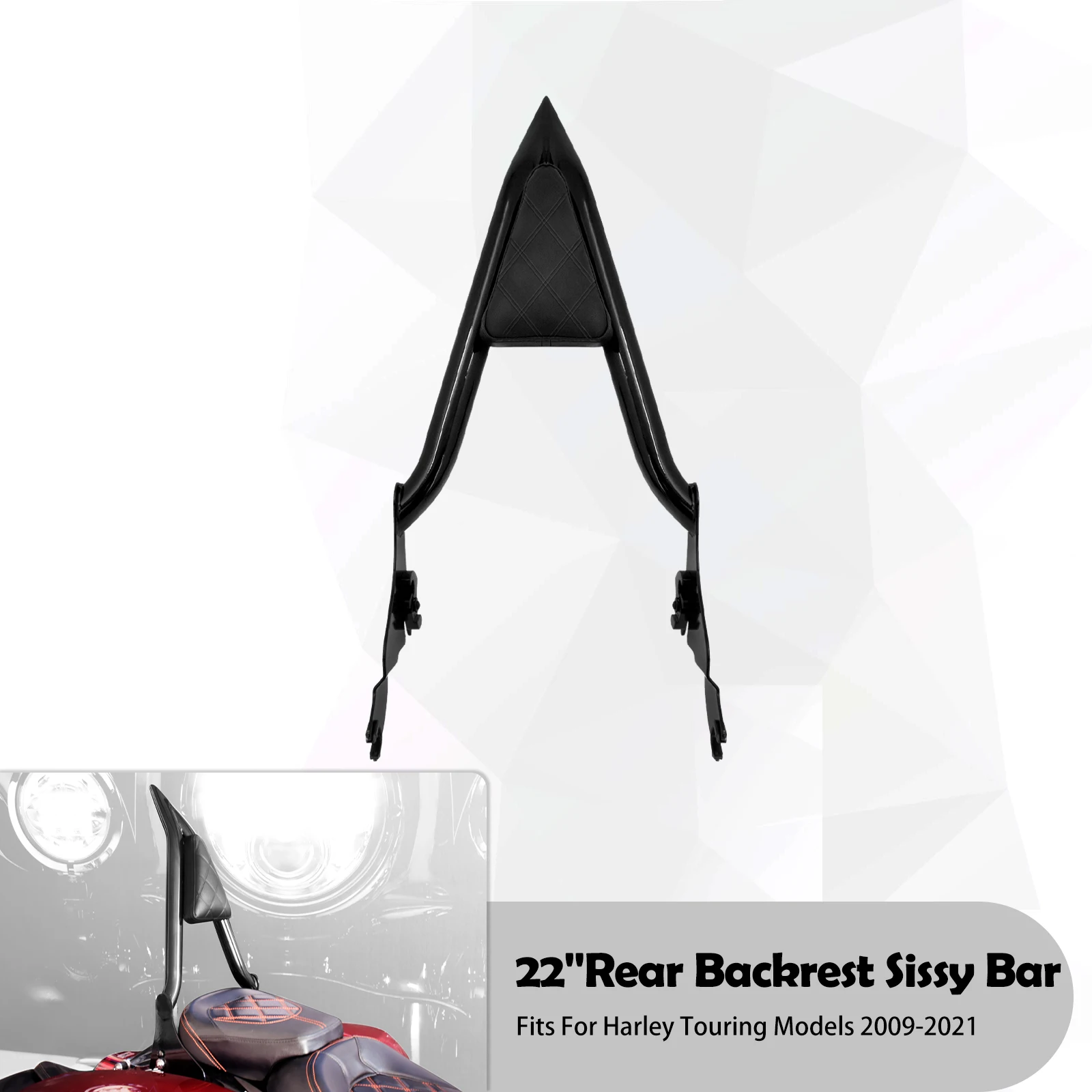 

Мотоцикл 22 ''съемный задний пассажирский Sissy бар спинка черный для Harley Touring CVO Road Glide Ultra Street Glide 09-2022