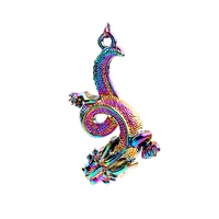 5pcs alloy dragon shape charms pendant accessory rainbow color jewelry diy making necklace earring metal bulk wholesale