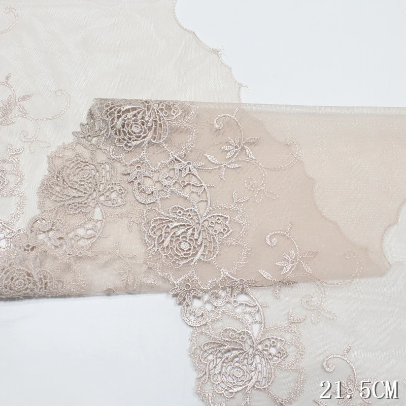 

40Yards Pink Flower Embroidered Mesh Lace Trimmings Dress Accessories Lace Floral Edge Sewing Crafts Fabrics