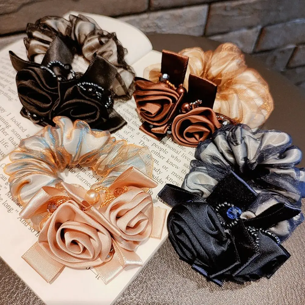 

Temperament Hair Band Rhinestone Pearl Fairy Headwear Korean Style Scrunchies Ponytail Rubber Band Female Hair Rope