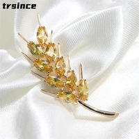 retro elegant crystal wheat ear brooch for women wedding party flower brooches pin fashion cute femme bijoux de luxe