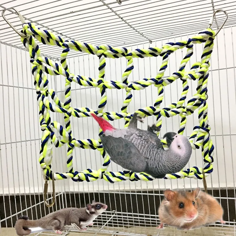 

Pet Hammock Toy Hamster Squirrel Puppy Net Rope House Balcony Hammock Colorful Weave Climbing Net Parrot Bird Net