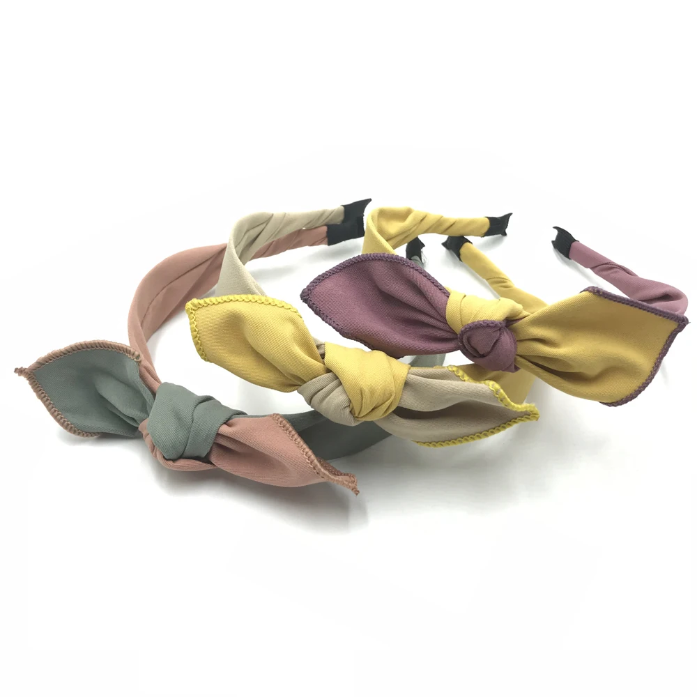 

Vintage Grid Print Hair Band Rabbit Ear Knotted Headband For Women Bohemia Flower Print Hair Head Hoop Bands Scrunchy Headdress