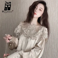 vintage top lace floral blouses women long sleeve off shoulder shirts embroidery shirts famale sexy elegant tops ladies summer