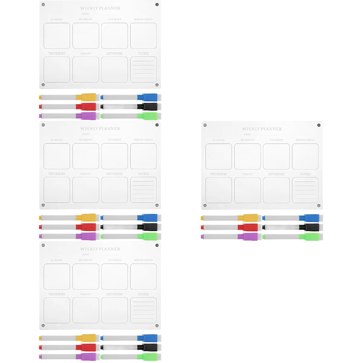 

4 Sets of Acrylic Refrigerator Planner Magnetic Weekly Planner Board Planner Board for Fridge