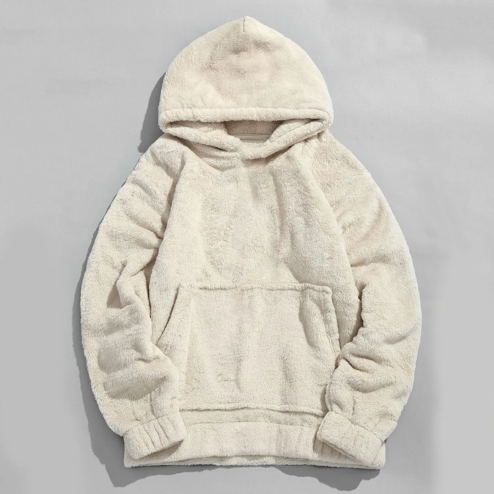 

Hoodies Sweatshirts Winter Solid Soft Warm Fluffy Plush Fleece Hooded Sweatshirts Pullover Hoodies Unisex Sweatshirt Comfortable