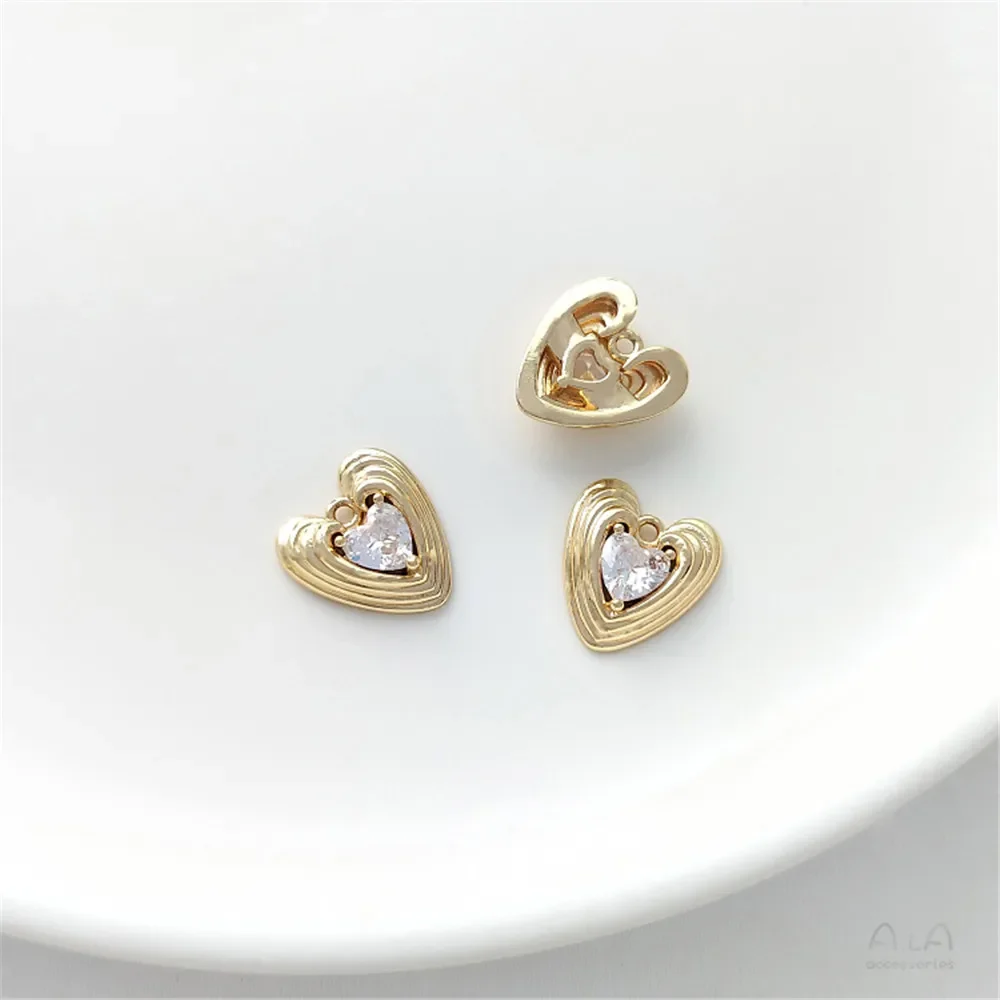 1 шт. 14-каратное золото посылка с циркониевым кулоном в форме сердца лавы подвеска