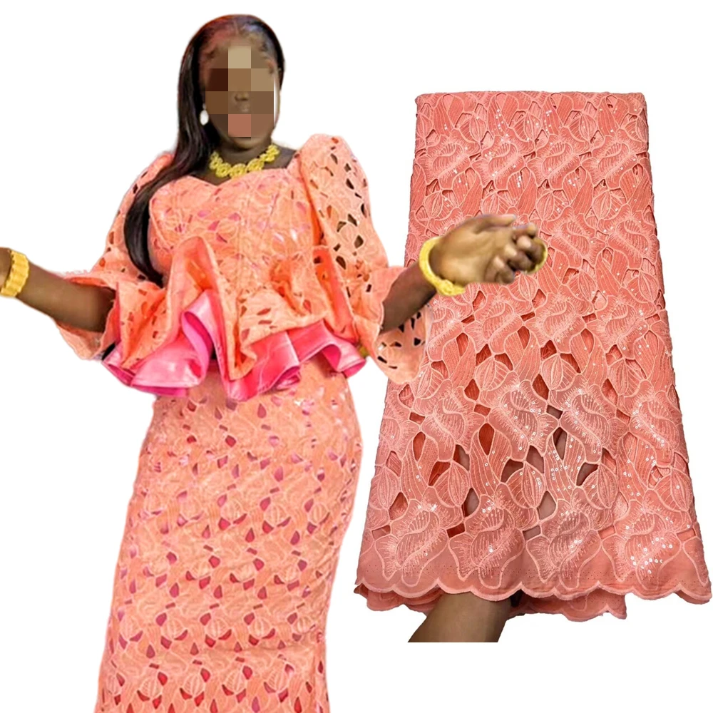 

French Jacquard Brocade Lace Fabric, Gild Embroidery, Nigerian Lace Fabric for Wedding, Latest, JL192