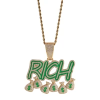 fashion letter pendant bling hip hop unisex jewelry 2022 premium rich necklace for woman and man