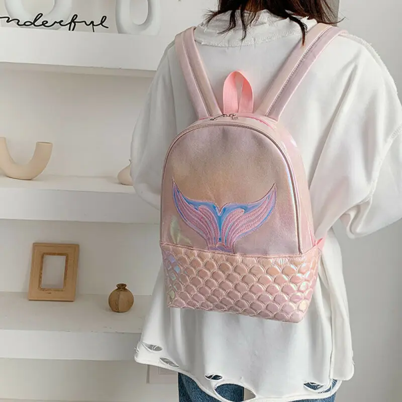 NEW Mermaid Sequin Glitter Bling Backpacks PU Leather Bag Women Shoulder Handbag Lady Fashion Backpacks