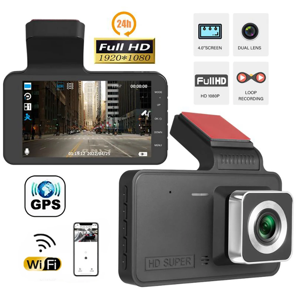 

Car DVR Dash Cam WiFi 4.0" Full HD 1080P Rear View Camera Car Video Recorder Night Vision Auto DVRs Dashcam Black Box GPS Track