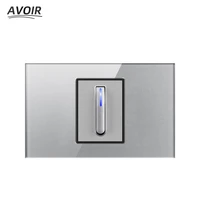 avoir 118 type reset light switch 2way with led indicator american european standard wall power socket gray glass panel for home