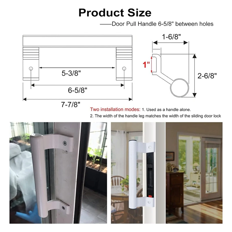 Ручка раздвижной двери 8-дюймовая алюминиевая раздвижная стеклянная дверная