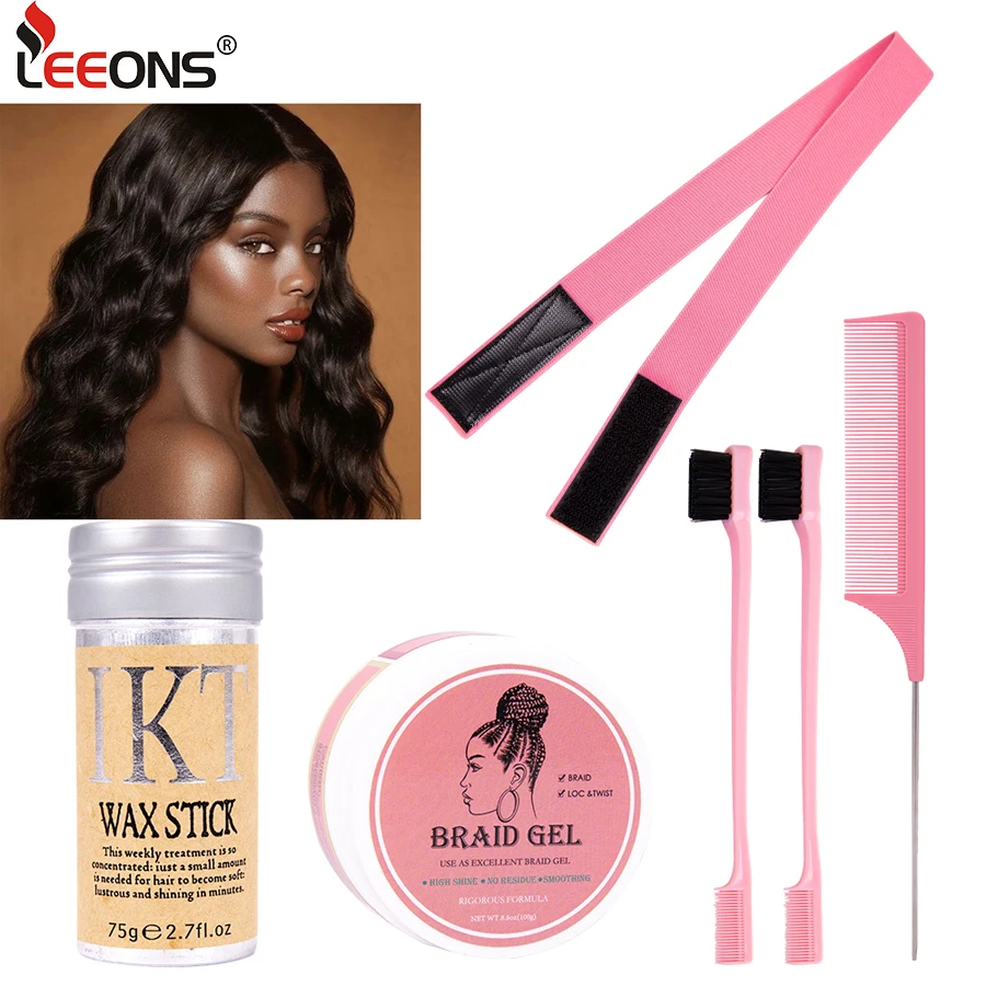 

Набор инструментов Leeons для париков, Восковая Палочка для волос с контролем краев, сильная фиксация, не оставляет жирных волос с кисточкой дл...