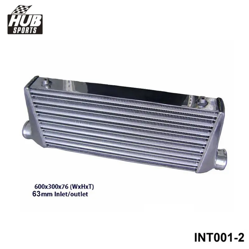 

HUB sports Aluminum Turbo Intercooler Inter Cooler 600 X 300 X 76 MM Front Mount 600*300*76 Outlet 63MM/2.5" HU-INT001-2
