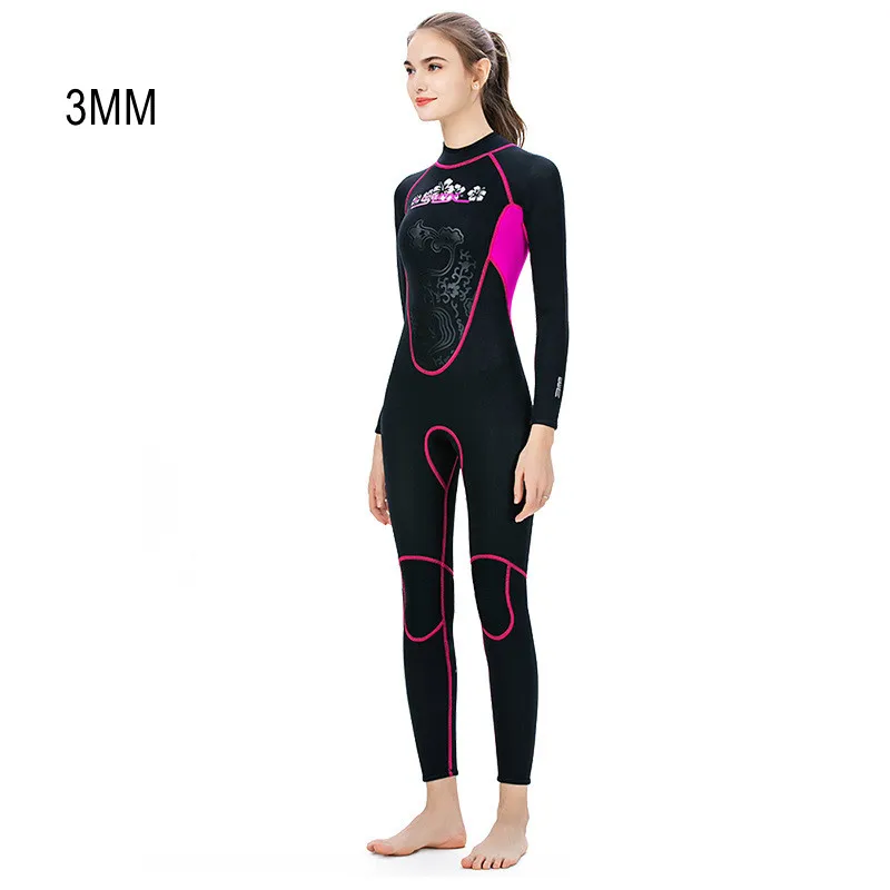 3MM Neoprene Full Body One Piece Back Zipper Surfing Wetsuit For Women Long Sleeve Scuba Kayaking Snorkeling Swim Diving Suit