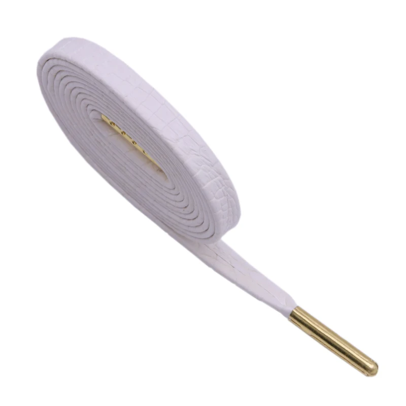 Coolstring 7MM Shoe Accessory Plain White Leather Lace Buckle Charm Durable Tape Snake Skin Texture Office PU Cordon 30Pairs/lot