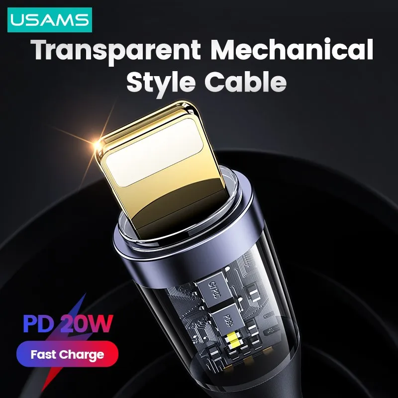 

USAMS Icy PD 20W 3A Fast Charge Cable Type C to Lightning Data Cable For iPhone 13 12 Mini Pro Max 11 Pro Max X Xs Xr 8 Plus