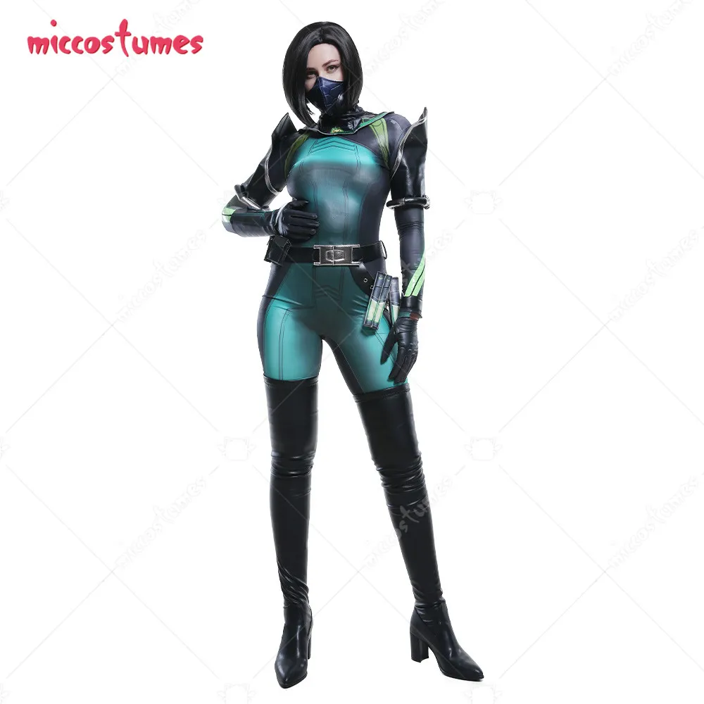 In Stock  Assasin Viper Zentai Bodysuit Jumpsuit Cosplay Costume with Face Covering and Accessories for Women Halloween Costumes