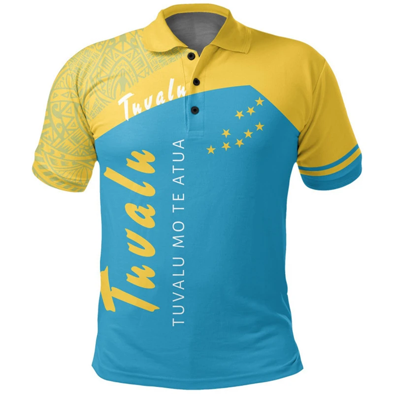Флаг Туvalu карта рубашки поло с 3D принтом для мужчин одежда рубашка-поло