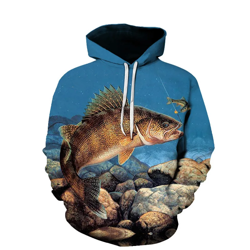 

Men Autumn 3D Sea Fish Graphic Women Hoodies Fishing Hooded Sweatshirts Long Sleeve Pullovers Breathable Hoodie Coat Clothing