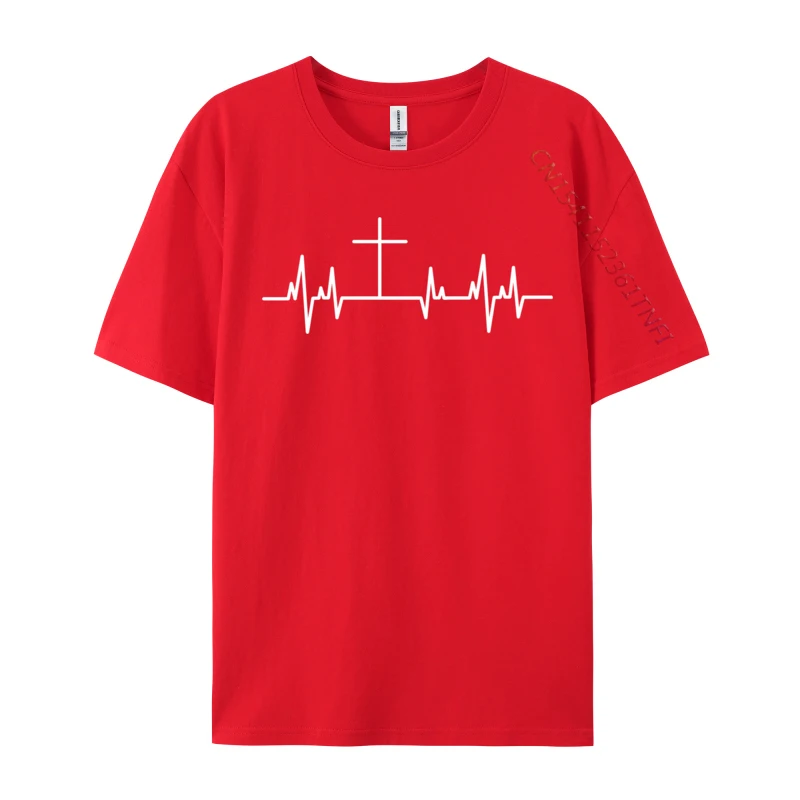 Christians Heartbeat Ecg Cosie Premium Cotton T-Shirts For Men Slim Fit T Shirt Wholesale Sweatshirts Cool Clothing