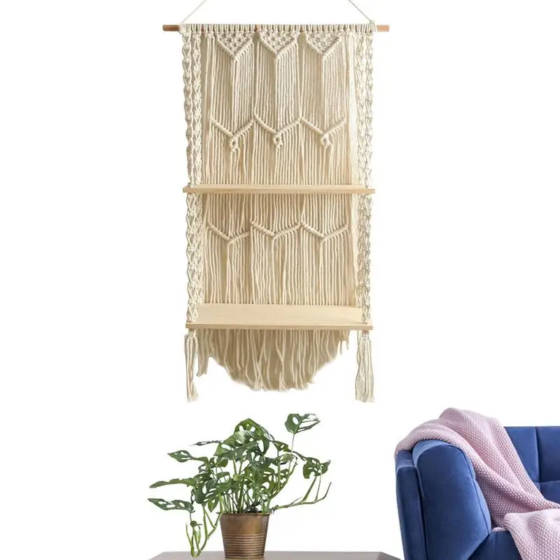 

Женский свадебный настенный художественный подвесной гобелен ручной работы в стиле бохо хлопковый домашний декор с кисточками гобелены подвесная полка держатель растений